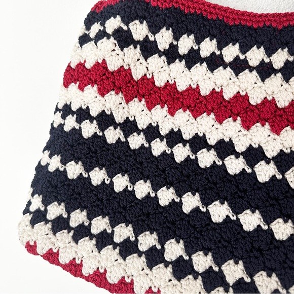 The Sak Red White Blue Striped Cali Crochet Purse Shoulder Bag - Picture 4 of 9